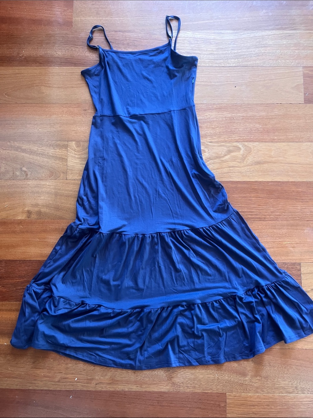 Navy Blue Tiered Spaghetti Strap Maxi Dress